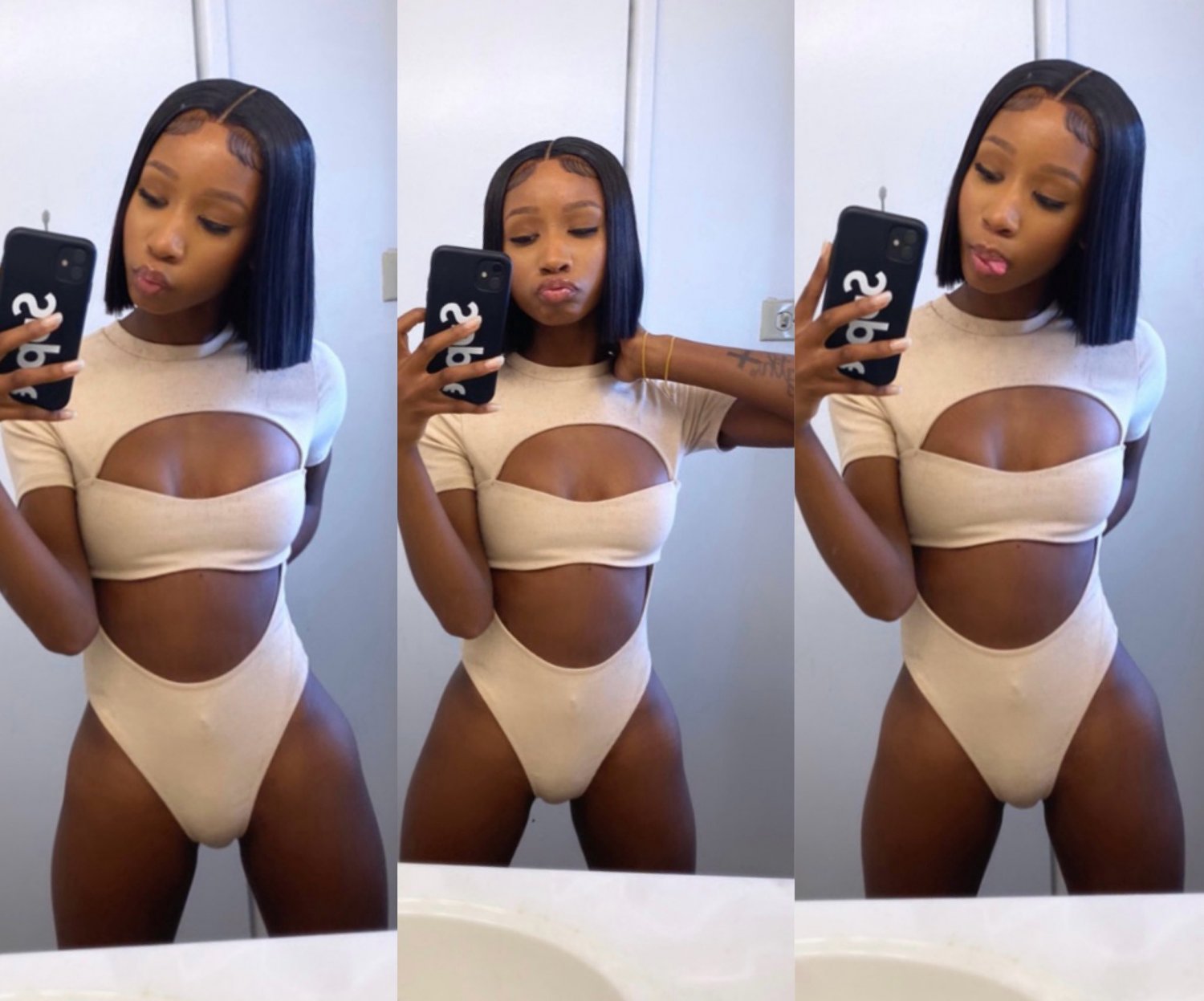 Cute petite & skinny ebony with phat coochie print 🥵🍑🔥