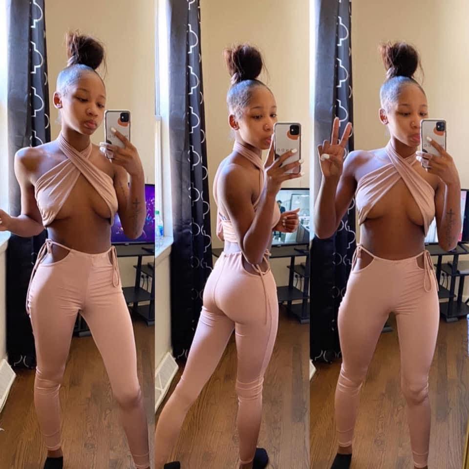 Cute petite & skinny ebony with phat coochie print 🥵🍑🔥